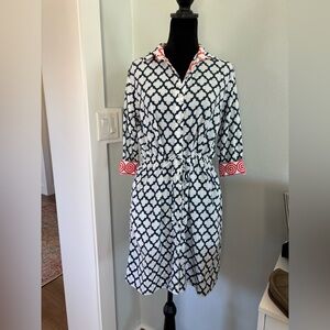 Gretchen Scott shirt dress small quatrefoil crab print